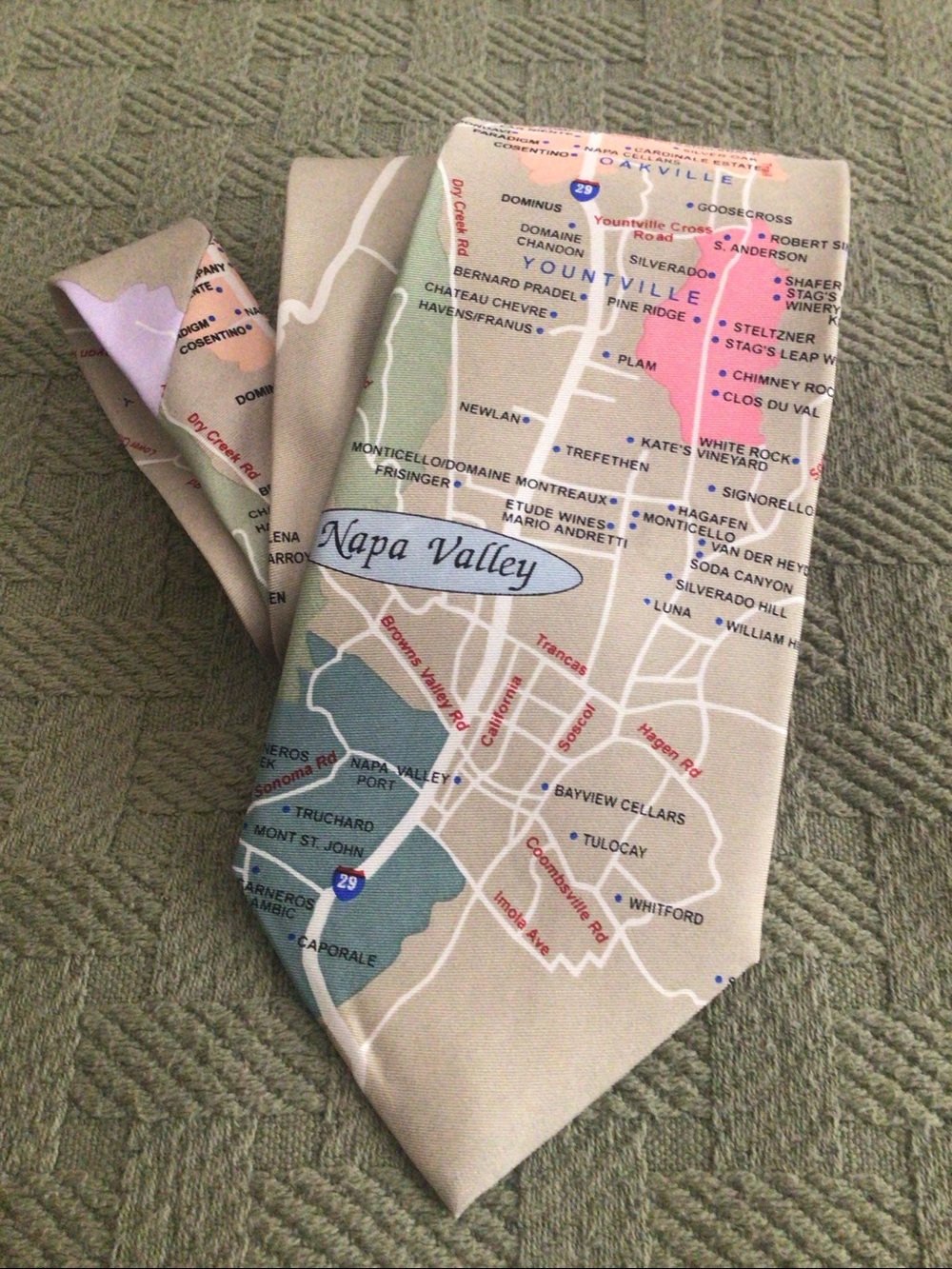 Stylish Silk Tie Napa Valley Appellation Map Print Necktie Vintage Josh Bach